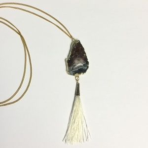 Geode Druzy Tassel Necklace